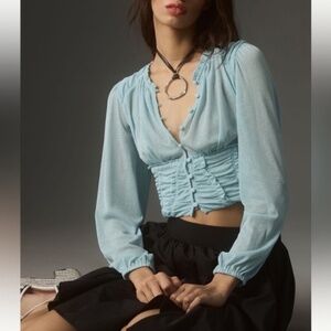Anthropologie New WO tags Blue Blouse